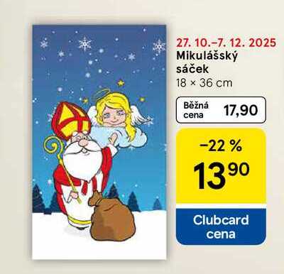 Mikulášský sáček, 18 x 36 cm  