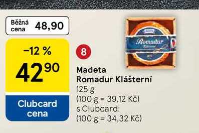 Madeta Romadur Klášterní, 125 g 