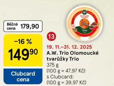 A.W. Trio Olomoucké tvarůžky Trio, 375 g 