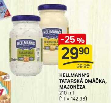 HELLMANN'S TATARSKÁ OMÁČKA, MAJONÉZA 210 ml 