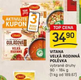 VITANA VELKÁ RODINNÁ POLÉVKA vybrané druhy 90-184 g