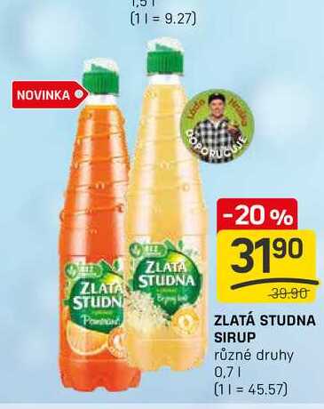 ZLATÁ STUDNA SIRUP různé druhy 0,7l
