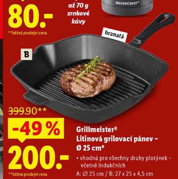 Grillmeister Litinová grilovací pánev - pr. 25 cm
