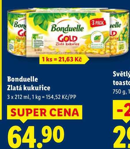 Bonduelle Zlatá kukuřice, 3x 212 ml