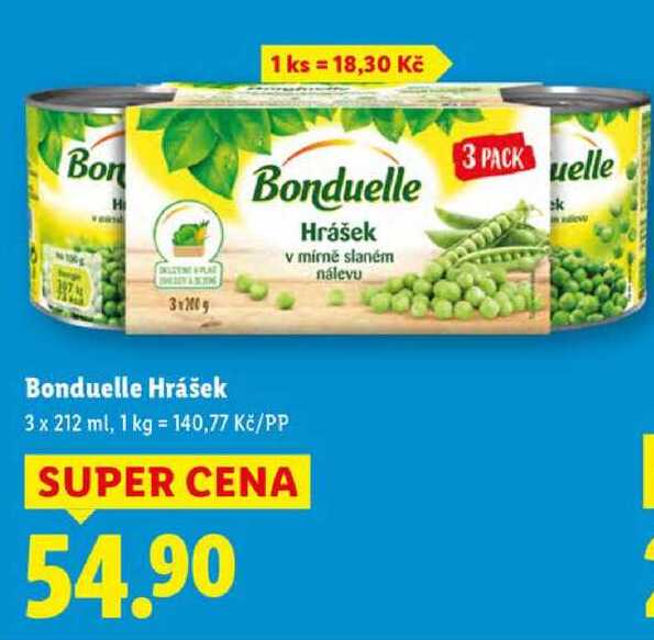 Bonduelle Hrášek, 3x 212 ml