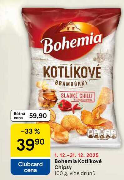 Bohemia Kotlíkové Chipsy, 100 g, více druhů 