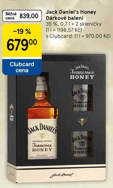 Jack Daniel's Honey Dárkové balení 35%, 0.7 l +2 skleničky  
