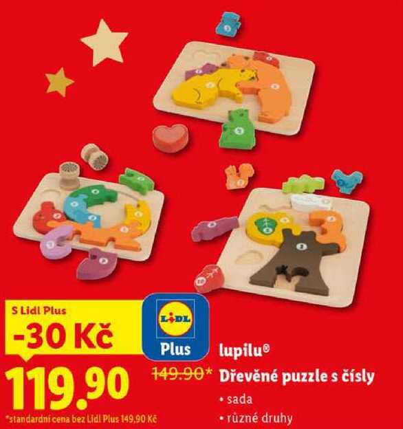 lupilu Dřevěné puzzle s čísly