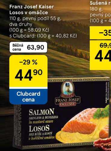 Franz Josef Kaiser Losos v omáčce, 110 g. pevný podíl 55 g 