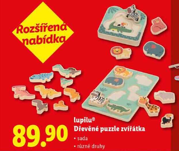 lupilu Dřevěné puzzle zvířátka 