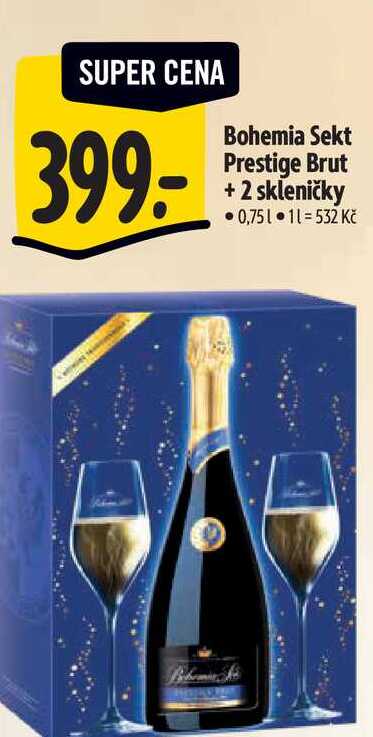  Bohemia Sekt Prestige Brut + 2 skleničky  0,75 l