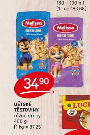 DĚTSKÉ TĚSTOVINY různé druhy 400 g 