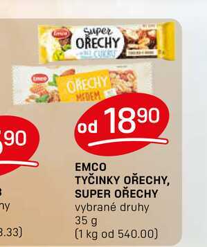 EMCO TYČINKY OŘECHY, SUPER OŘECHY vybrané druhy 35 g 