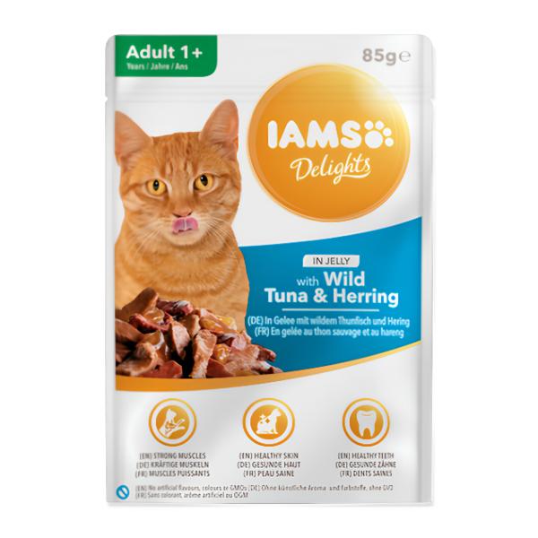 IAMS Delights Kapsička tuňák a sleď v želé pro kočky