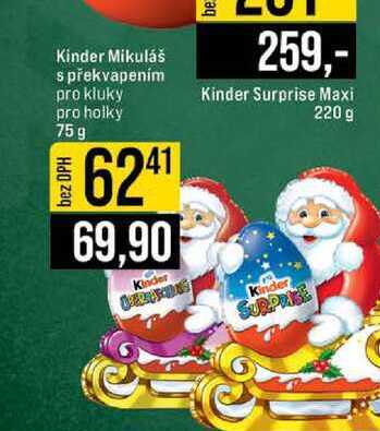 Kinder Mikuláš s překvapením pro kluky pro holky 75 g 
