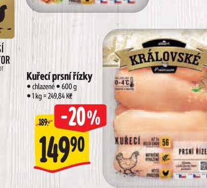 Kuřecí prsní řízky chlazené 600 g