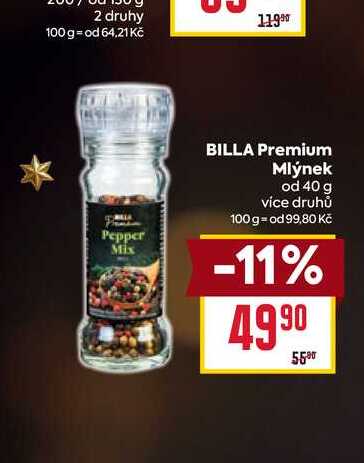 BILLA Premium Mlýnek od 40 g