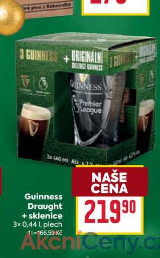 Guinness Draught + sklenice 3× 0,441, plech 