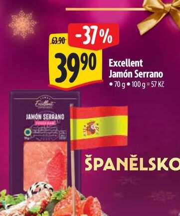 Excellent Jamón Serrano, 70 g  