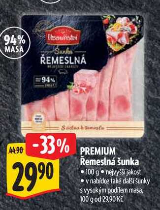 PREMIUM Řemeslná šunka, 100 g 
