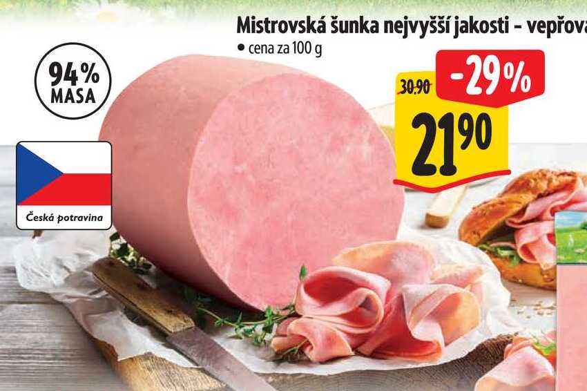 Mistrovská šunka nejvyšší jakosti - vepřova, 100 g  