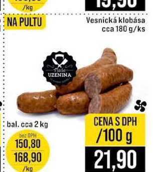 Vesnická klobása cca 180 g 100g