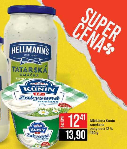 Mlékárna Kunin smetana zakysaná 12% 190 g 