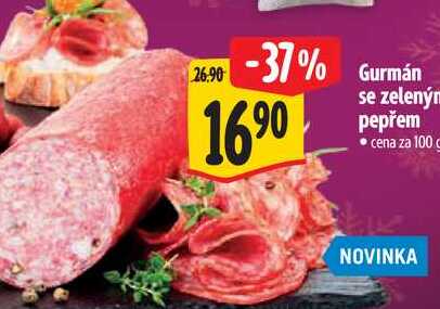 Gurmán se zeleným pepřem, cena za 100g