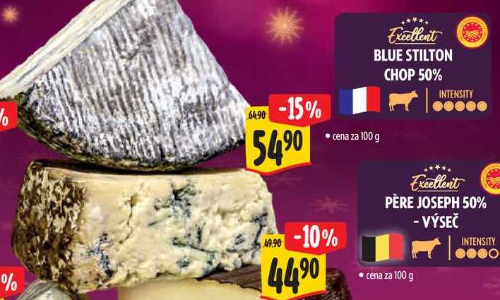 BLUE STILTON CHOP 50%, cena za 100 g 