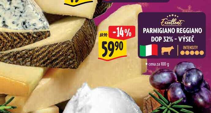 PARMIGIANO REGGIANO DOP 32% - VÝSEČ, cena za 100 g 