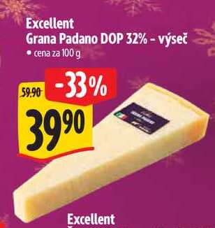 Excellent Grana Padano DOP 32% - výseč, cena za 100 g