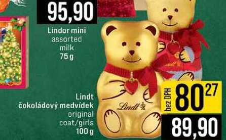 Lindt čokoládový medvidek original coat/girls 100 g 