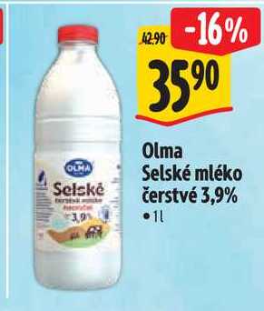 Olma Selské mléko čerstvé 3,9% 11 