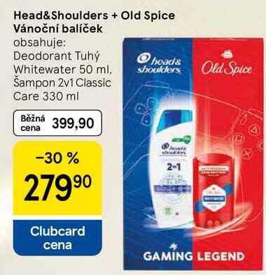 Head&Shoulders + Old Spice Vánoční balíček obsahuje: Deodorant Tuhý heads Whitewater 50 ml. shoulders Old Spice Šampon 2v1 Classic Care 330 ml 