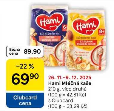 Hami Mléčná kaše, 210 g