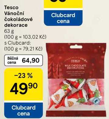 Tesco Vánoční čokoládové dekorace, 63 g