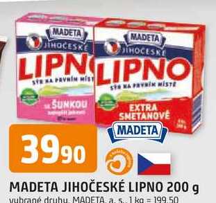 Madeta Jihočeské Lipno tavený sýr 200g, vybrané druhy