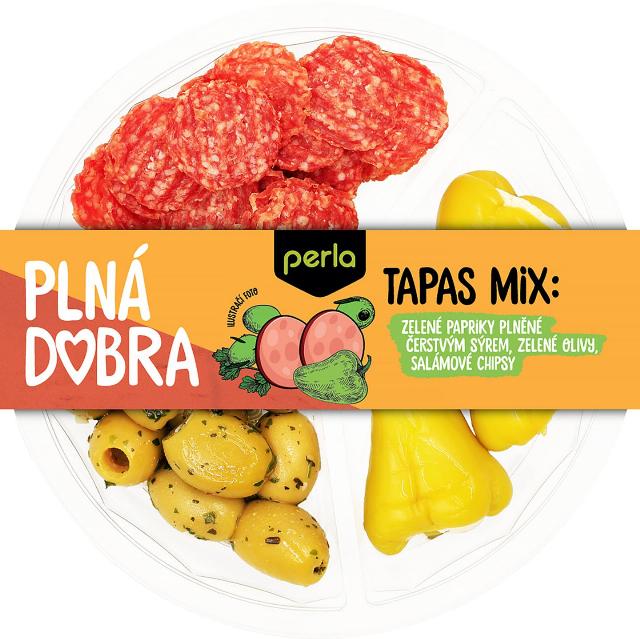 Perla Tapas mix olivy,salám,papriky