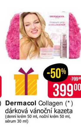 Dermacol Collagen dárková vánoční kazeta (denní krém 50 ml, noční krém 50 ml, sérum 30 ml) 