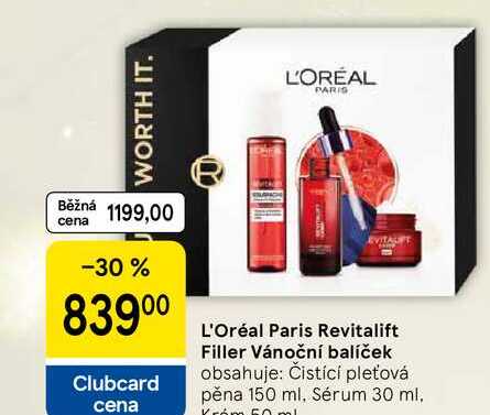 L'Oréal Paris Revitalift Filler Vánoční balíček obsahuje: Čistící pleťová pěna 150 ml, Sérum 30 ml