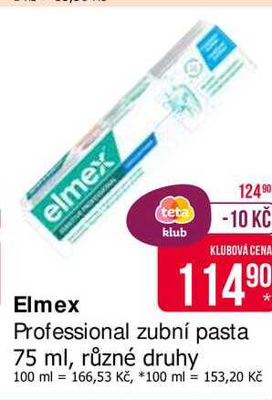 elmex Professional zubní pasta 75 ml, různé druhy