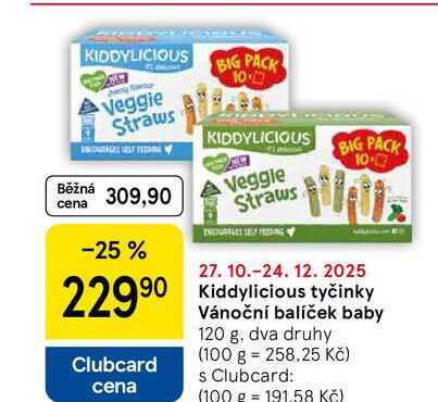 Kiddylicious tyčinky Vánoční balíček baby, 120 g 