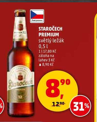 STAROČECH PREMIUM světlý ležák, 0,5 l