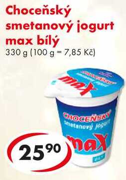 Choceňský smetanový jogurt max bílý, 330 g 