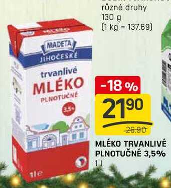 MLÉKO TRVANLIVÉ PLNOTUČNÉ 3,5% 1l