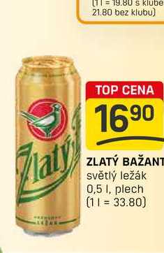 ZLATÝ BAŽANT světlý ležák 0,5 1, plech 