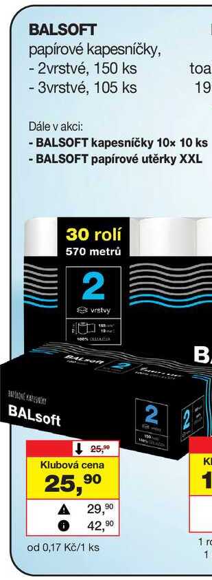 BALSOFT papírové kapesníčky, - 2vrstvé, 150 ks