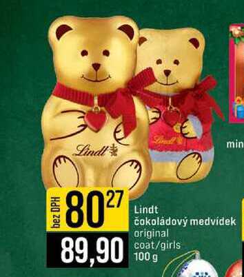 Lindt min čokoládový medvídek original coat/girls 100 g 
