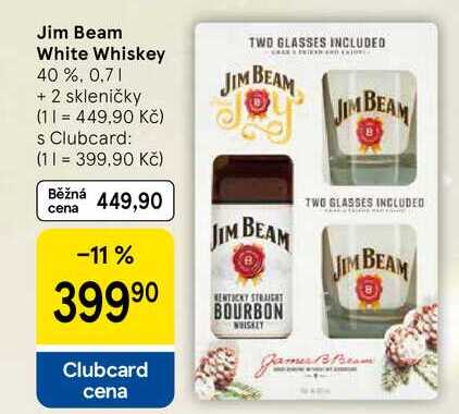 Jim Beam White Whiskey 40 %, 0.7 l + 2 skleničky