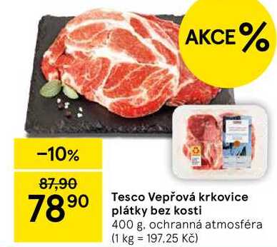 Tesco Vepřová krkovice plátky bez kosti, 400 g